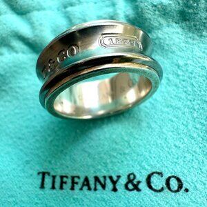 Tiffany & Co. Galaxy Grey 925 Silver & Titanium NY 1837 Ring Band 4.5mm Size 6US